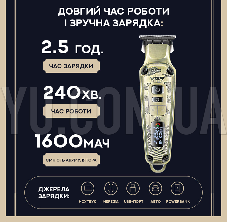 Машинка для стрижки волос - триммер VGR V-901